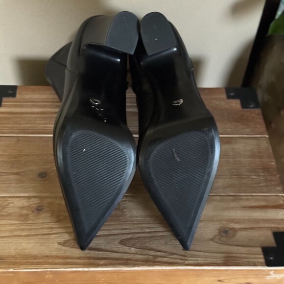 Zara Black Genuine Leather Pointy Toe Inner Zipper Platform Ankle Boots Size 8 - Picture 13 of 13